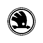 Škoda Logo in Schwarz auf weißem Hintergrund